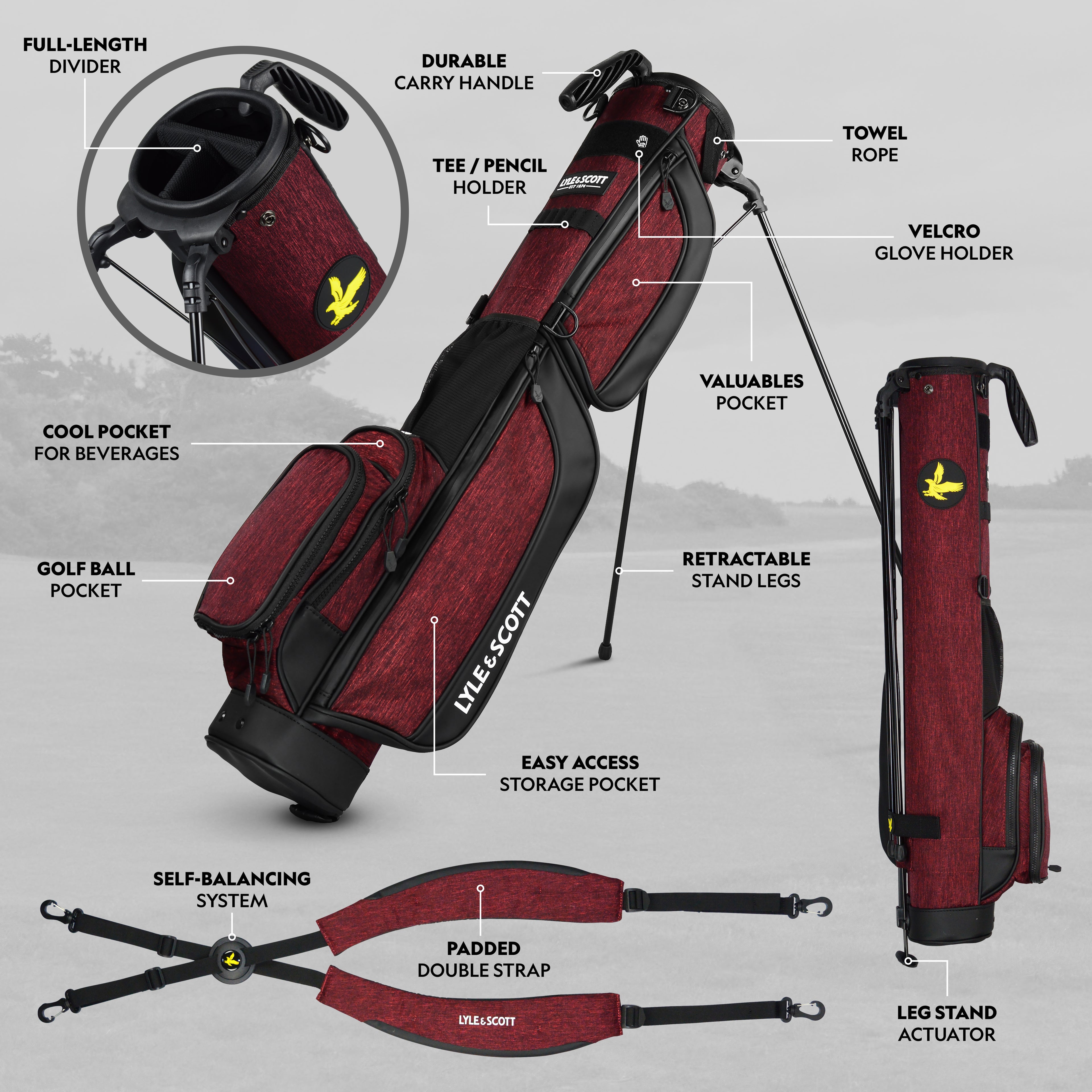 LYLE & SCOTT 5.3'' GOLF BAG - FÌON RED