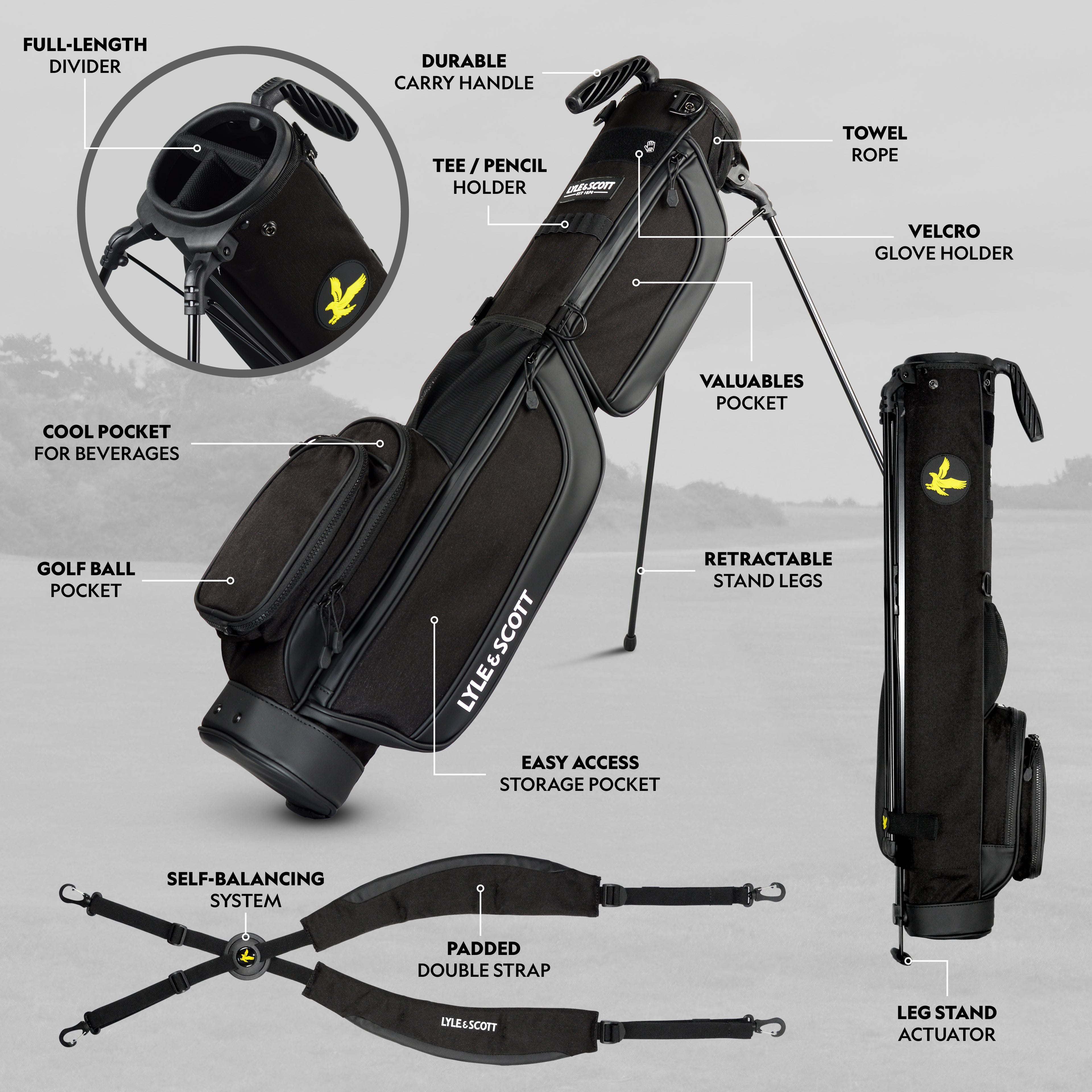 LYLE & SCOTT 5.3'' GOLF BAG - ONYX BLACK