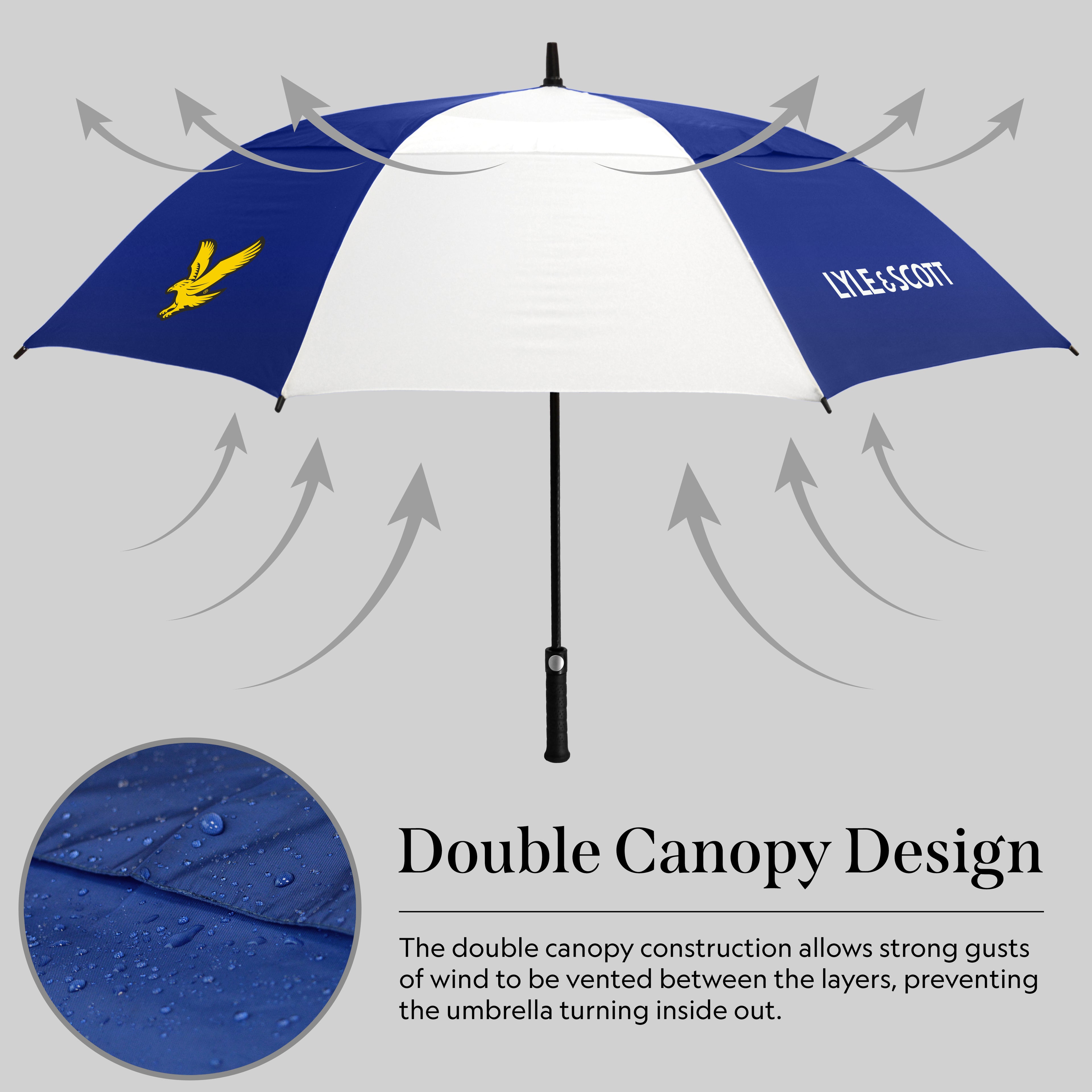 LYLE & SCOTT WIND PROOF UMBRELLA WHITE/BLUE