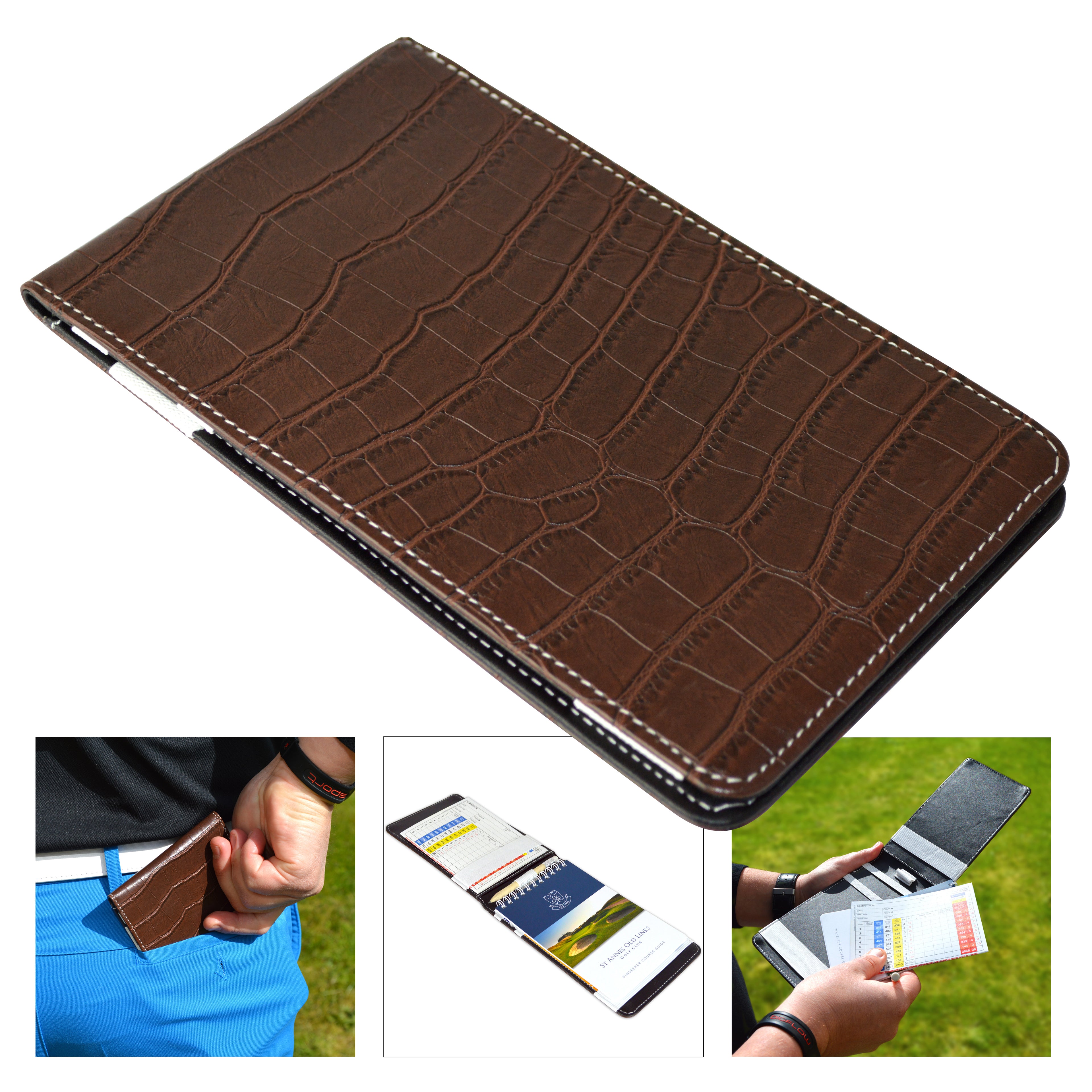Brown/Black CROC Score Card Holder